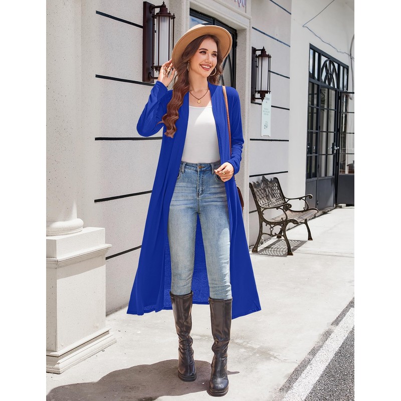 Newchoice Women's Long Cardigans with Pockets Knit Open Front Floor