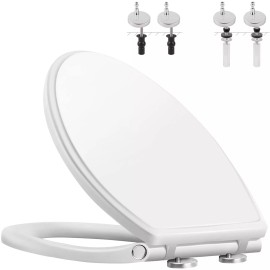 Hibbent Premium Elongated Toilet Seat with Cover(Oval) Quiet Close, One-Click to Quick R