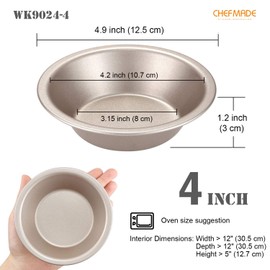 CHEFMADE Mini Pie Pan Set, 4-Inch 4Pcs Non-Stick Round Bread and Meat Bakeware for Oven and Instant Pot Baking (Champagne Gold)