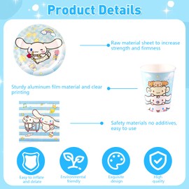 Pygg 70PCS Cinnamon Dog Birthday Party Decorations, Cartoon Theme Party Supplies Include Birthday Banner, Balloons, Happy Birthday Plates, Tablecloth for Kids Birthday Party