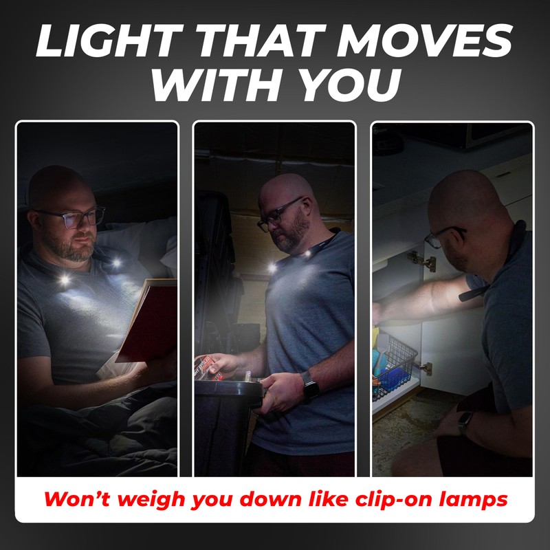 GearLight Hands-Free Rechargeable Book Light for Reading in Bed -
