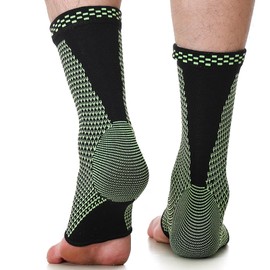 NeoTech Care Ankle Support Brace - Breathable - Men, Women, Right or Left (Green Color, Size M, 1 Pair)