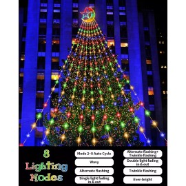 KISPATTI 23FT Outdoor Christmas Decoration Lights 655 LED with Star Moon,Outdoor Chris...