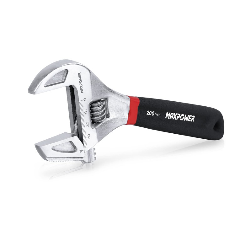 MAXPOWER Adjustable Spanner 200mm, 2-in-1 Adjustable Wrench & Pipe Wrench