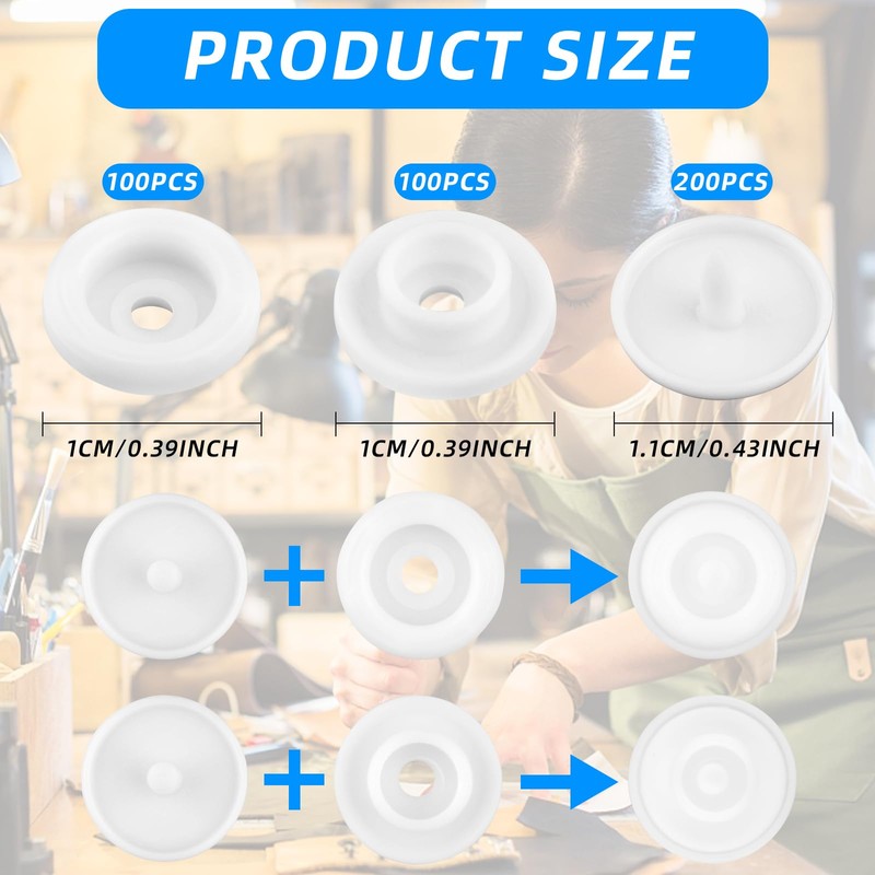 100 Sets T5 Plastic Snaps No-Sew Snap Buttons for Sewing