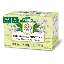 Tadin Chamomile & Mint Tea, Herbal Tea, Caffeine Free Tea, Tea Bags Individually Wrapped, 24 Tea Bags Per Box, Pack of 6
