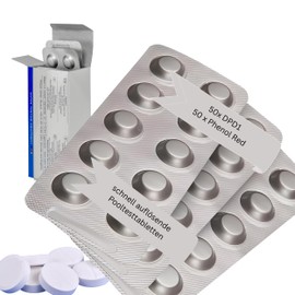 100 Rapid Water Test Tablets for Shake Tester, 50 x pH Value Phenol Red, 50 x DPD1 Free Chlorine, Quick Dissolving, Refill Pack, 10 Year Shelf Life