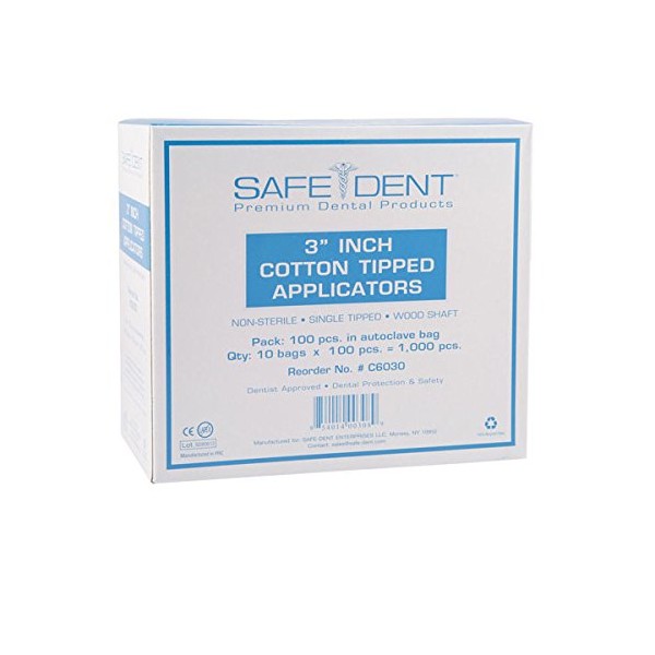 Non-Sterile Disposable 3" Inch Cotton Tipped Applicators 1000 pcs
