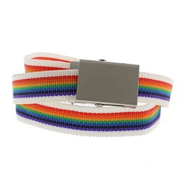 Zac's Alter Ego Rainbow Striped Canvas Slider Belt