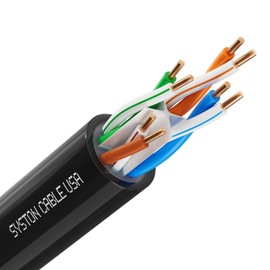 Syston Direct Burial Cat 6E Ethernet Network Cable 600 MHz, Bulk UTP 23 AWG Outside Plant (OSP) - Rated, Pure Bare Copper Wire, Waterproof Water Blocking Gel-Filled for Outdoor Wet Location Using