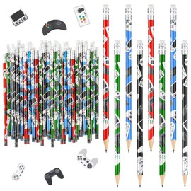 Gamer Pencils Video Game Pencils Video Game Party Favors Fun Multicolor Pencils Fun Pencils Multicolor Wood Pencils for Classroom Rewards Prizes Bag Treat Bag Stuffers Students (52 Pieces)