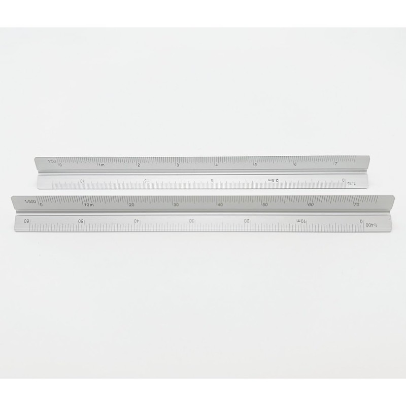 Triangular Scale Ruler, 5.9 inches (15 cm), 12 Types, Aluminum