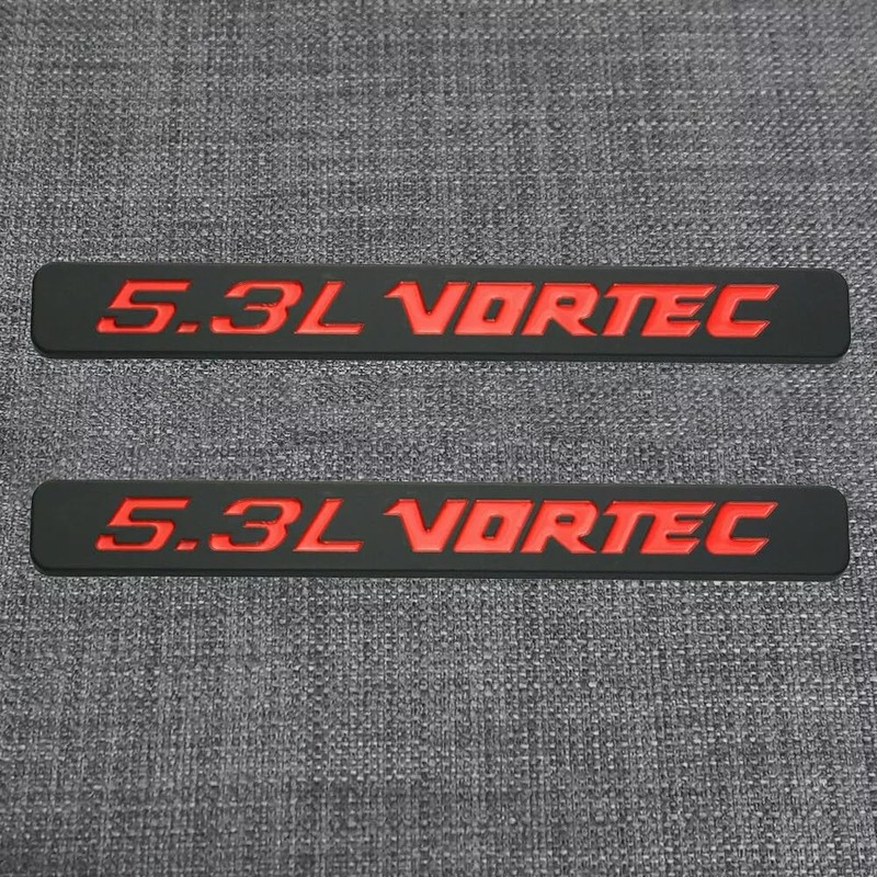 2Pcs 5.3L Vortec Hood Emblems Engine Badge Side Door Decal