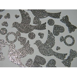 100 Silver glitter wedding die cuts confetti shower decor party supplies