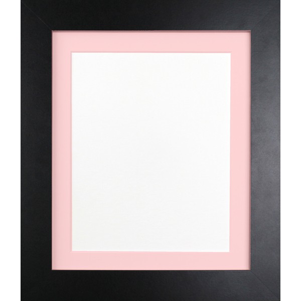 FRAMES BY POST FBP39MMBLACKFRAMEWITHPNKMOUNT7050CMA2, 50 x 70cm for Pic Size A2 (Plastic Glass), 39mm Black Frame with Pink Mount