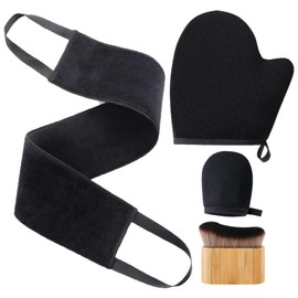 PacuM Pack of 4 Self-Tanning Glove Tanning Glove Plush Self Tanning Back Applicator Black Hanging Tanning Glove Self-Tanning Brush Self Tan Applicator for Body Selftan