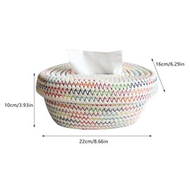 UtySty Tissue Box Cover Rectangle Holder Hand-Woven Cotton Bohemian Style Decorative Storage Organizer Dispenser for Napkin Facial Paper Handkerchief Desktop Dining Room Bedroom Office Countertop Car