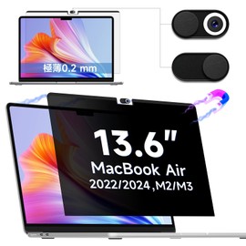 IPROKKO Compatible with MacBook Air 13.6 (2020/2024 M2/M3) Anti-Peek Filter, Magnetic Privacy Film with Camera Cover, Anti-Blue Light, Anti-Glare, Double Sided Use, IPROKKO