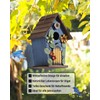 JAZUIHA Hanging Decorative Bird House, Blue with Flower and Leaf