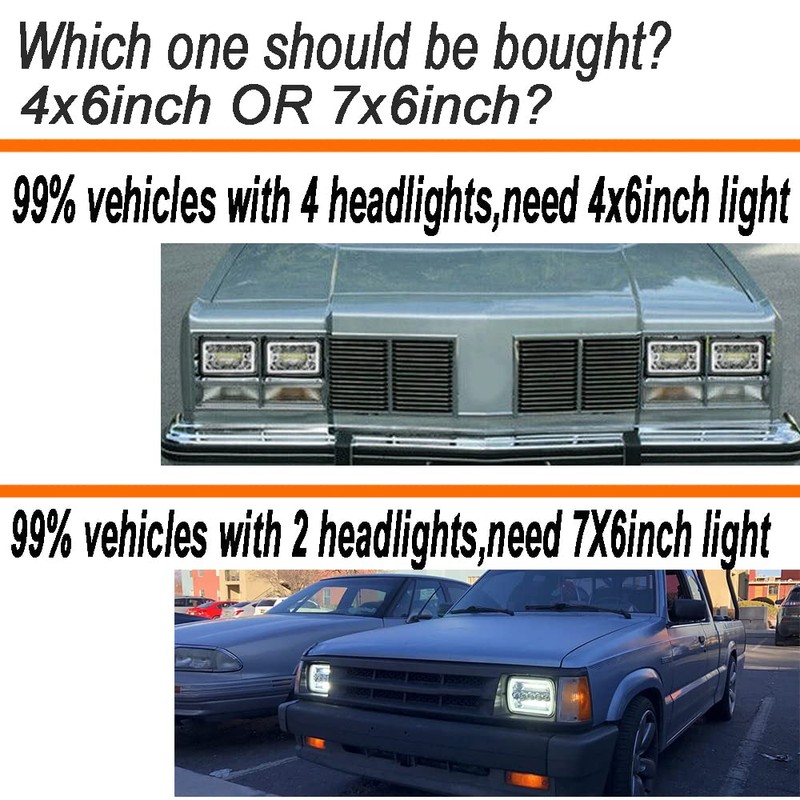 AMUNIESUN 4PCS 4"X6" Inch LED Headlights Compatible With Trucks Kenworth