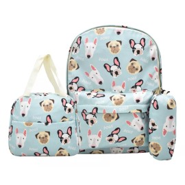 Lluvia Mochila Lonchera Lapicera Dogs Estampada Violeta Primaria Ll23bjm099 Lluvia Color Celeste
