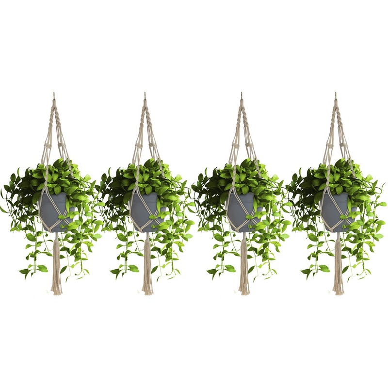 Sorbus Macrame Plant Hanger [4 Pack] Indoor Outdoor Hanging Plant