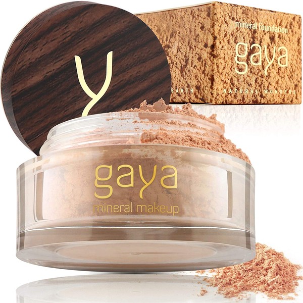 Mineral Foundation Vegan Makeup Powder - Unique 4 IN 1 MF1 Shade 100% Natural Multipurpose Full Coverage For All Skin Types - Foundation, Concealer, Powder & Sunscreen In a 9gr Jar by Gaya Cosmetics