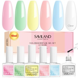 Saviland 5-in-1 BuilderNagel gel Set – 6 Farben, klares rosa Gelee, durchscheinende Builder-Gele für Nägel, Builder-Gele in einer Flasche, Nagelstärker-Gel-Overlay für Nagelverlängerung