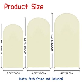 Arch Backdrop Cover Set of 3-7.2FT 6.6FT 6FT Double Color Spandex Fitted Arch Stand for Wedding Birthday Party Baby Shower Decoration (White+Cream)