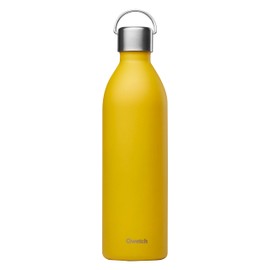 Qwetch - Drinking Bottle 600 ml Stainless Steel Curry Yellow Active - Thermos Flask Made from 90% Recycled Stainless Steel - 24 Hours Cold & 12 Hours Hot - Insulated Flask, Leak-Proof, BPA-Free and Compact