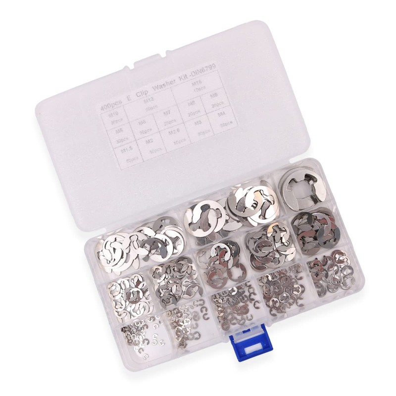 Tiardey 400 Pcs E-Clip Circlips Snap Set Stainless Steel 13