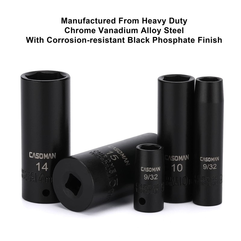 CASOMAN 1/4 Inch Drive Master Impact Socket Set, 50-Piece, 6-Point,