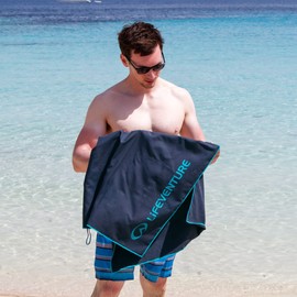 Lifeventure Recycled Soft Fibre Travel Towel - Compact, Lightweight, Quick-Drying Sports and Beach Towel, Sand Free Design, Extra Large, Grey