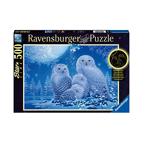RAVENSBURGER Puzzle 16595 Owls in Moonlight 500 Pieces, Multicoloured