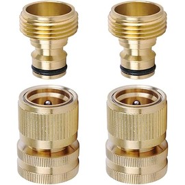 Brass Hose Quick Connect, 3/4 Inch GHT Thread Garden Hose Quick Connector No-Leak Water Hose Quick Connect Fittings Male and Female - 2Packs