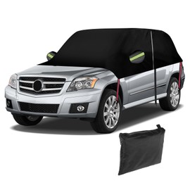 JOJOCY Waterproof Car Cover for Benz, 420D All Weather Protection with Zipper Door & Windproof Bands,with Mirror Cap & Reflective Strip (GLK)