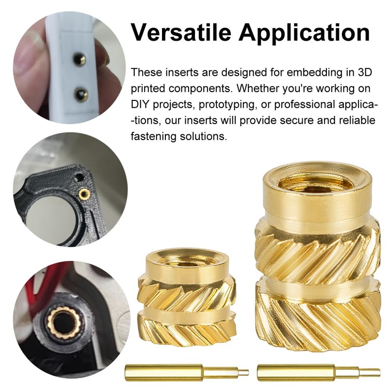 QSJ 170Pcs Threaded Inserts Set Brass Heat Set Insert M3