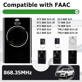 3PCS 868MHZ Garage Door Opener Hand Transmitter Compatible with FAAC Garage Remote 2 Channels FAAC XT4 868 SLH LR, XT4 868 SLH, XT2 868 SLH, XT2 868 SLH LR,Black