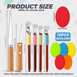 4 Pack Pottery Carving Tool Set 5.9inch Sculpture Carving Scraper Tool Pottery Modelling Shape for Tea Cup Mug Vase Leather Hard Clay Cutters with Wooden Handle for Ceramic Sculpture Craft