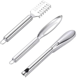 RSYHVG 3 PCS Fish Scaler Remover,Fish Descaler Tool,304 Stainless Steel Fish Scale Scraper,Ergonomic Handle Design for Fast Scales Peeling and efficiently