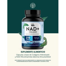 Nad y Colgeno Hidrolizado Life360 Collagen Nad 210 Cpsulas Sin Sabor Suplemento Alimenticio Nicotinamida 210 Porciones Por Envase Suplemento Para...  