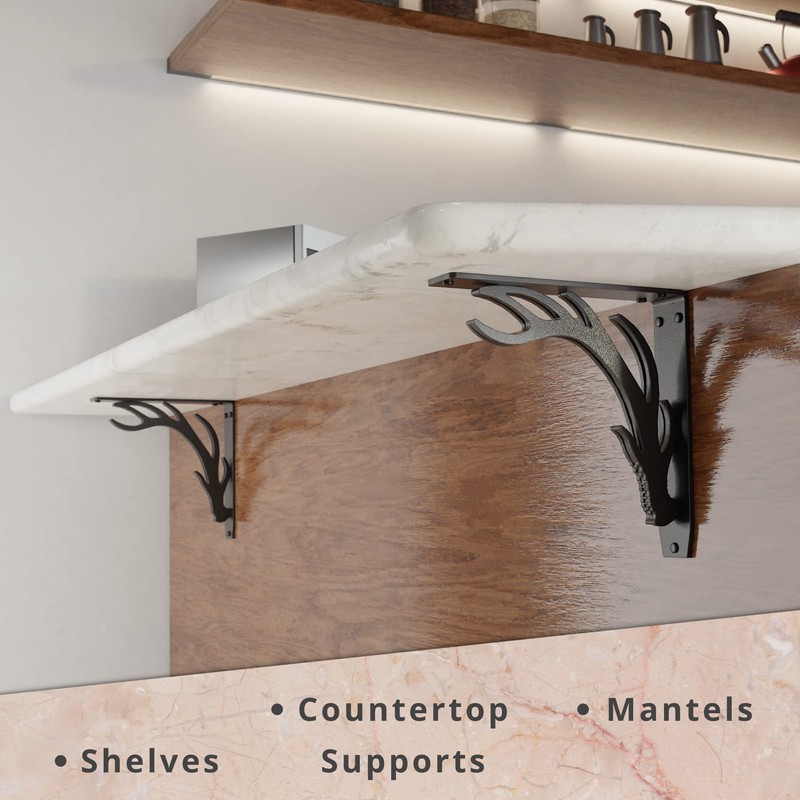 Starby Elk Lodge Antler Heavy Duty Steel Fireplace Mantel Brackets,