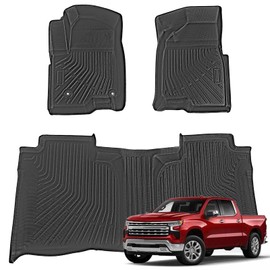 Fullux Floor Mats Car Mats Compatible with 2019-2024 Chevy Silverado 1500/GMC Sierra 1500 2500HD 3500HD All Weather Floor Mat Floor Liner Waterproo Floor Mats for Cars (Only Fit Crew Cab)