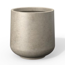 Kante Round Concrete Planter, 13-Inch Dia Barrel-Style Garden Pots with Drainage Hole for Home, Patio and Garden, Flower and Tree Planter (10.2" Opening), Weathered Concrete