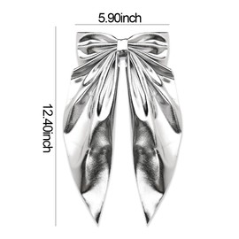 Big Hair Bows for Women Silver Bow Hair Barrettes Clip for Women Bowknot Hair Clips for Thin Thick Hair Accessories for Girls Long Ribbon Hair Clips for Women Spring Clip Barrette Bows