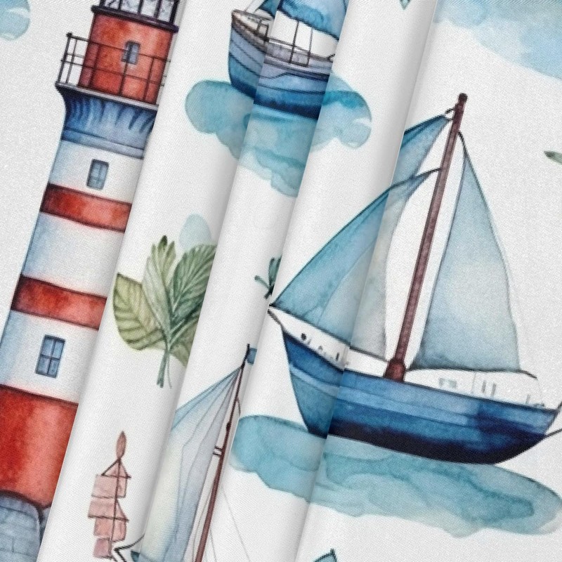 JXDXHCW Nautical Sailing Lighthouse Fitted Square Table Cover with Elastic