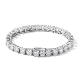 ReyFolop Moissanite Tennis Bracelet 3mm-5mm D Color VVS1 Round Cut Diamond 18K White Gold Plated 925 Sterling Silver Unisex 7.0 inches