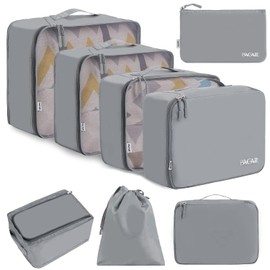 BAGAIL BAGAIL 8 Set Packing Cubes Luggage Packing Organizers for Travel Accessories-Pewter Color