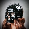 ILOVEMASKS Steampunk Spikes Skull Venetian Masquerade Half Face Mask -