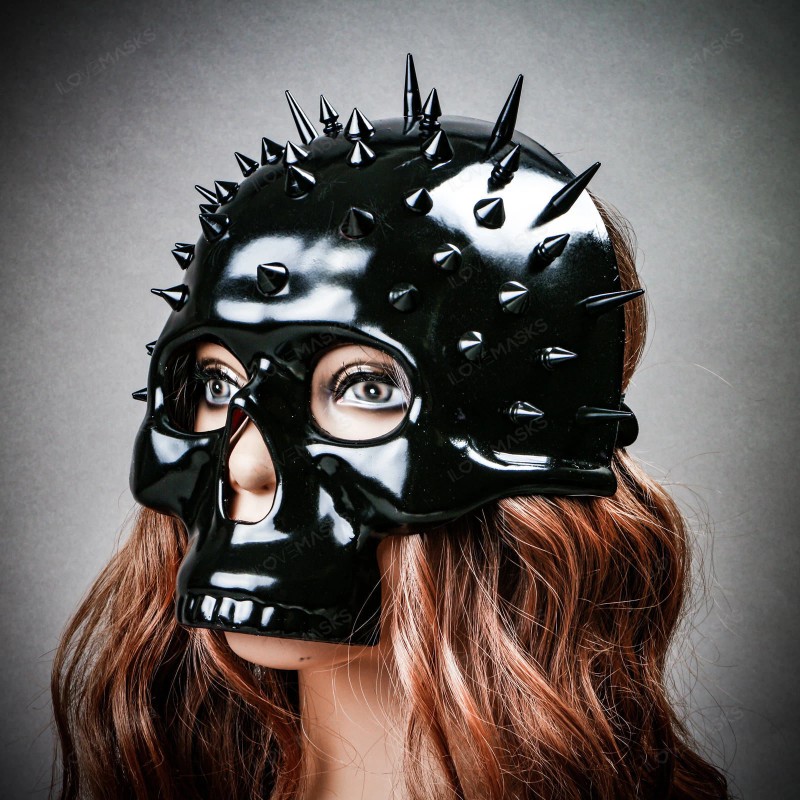 ILOVEMASKS Steampunk Spikes Skull Venetian Masquerade Half Face Mask -